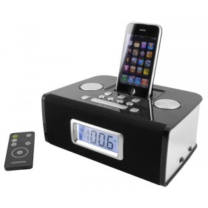 Radio reveil tuner PLL stereo dock iPod iP 1040 Noir Day Break